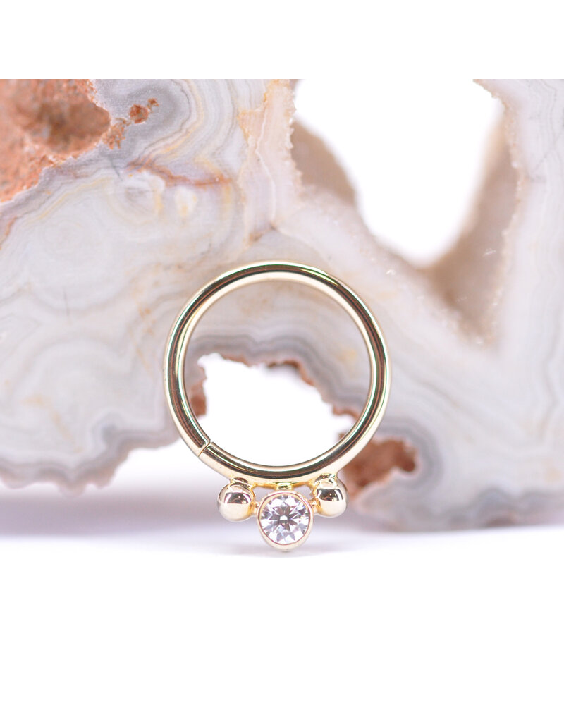 BVLA 16g 3/8" Oberon Seam Ring with CZ in 14k Yellow Gold by BVLA!