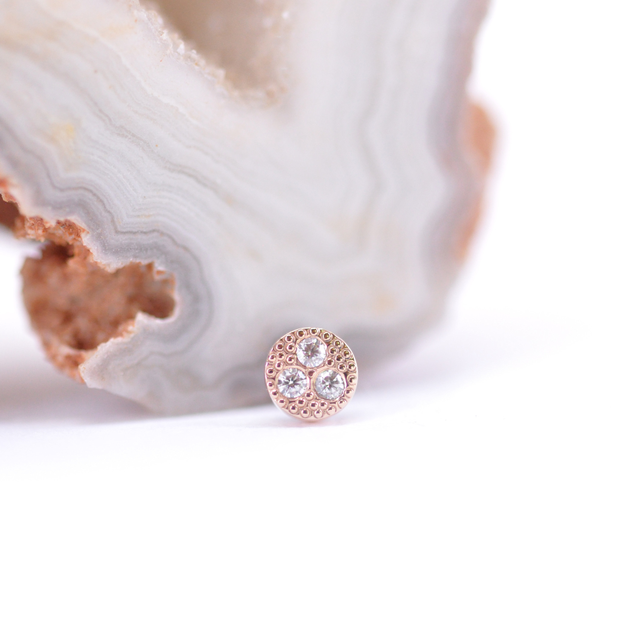 Threadless 14k Gold Pave Circle Ends with CZ by BVLA! - Mint Piercing