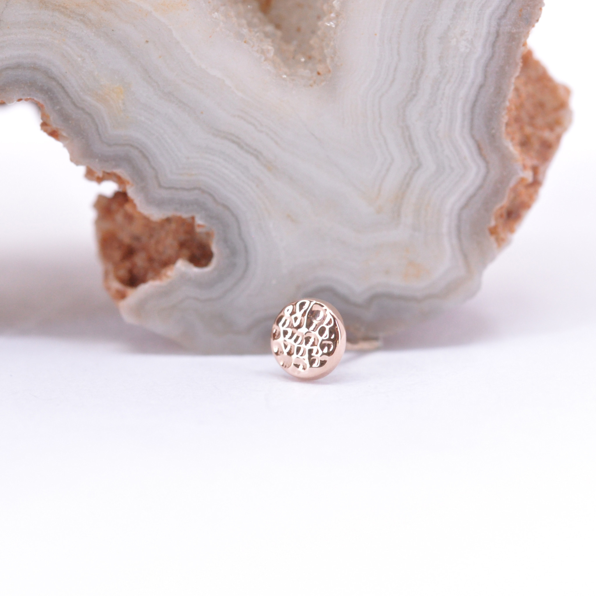14k Gold Hammered Disc Threadless Ends by BVLA! - Mint Piercing