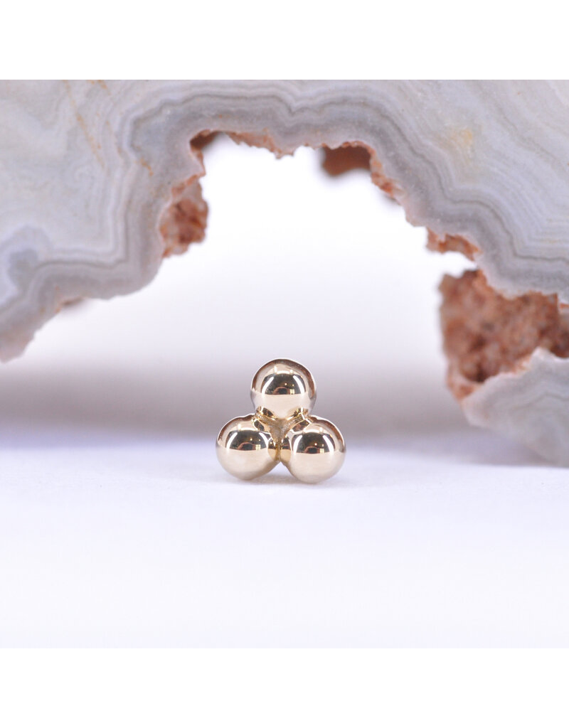 BVLA Tri Bead Cluster Threadless End in 14k Gold by BVLA!