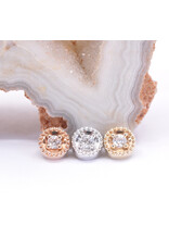 BVLA Round Harlequin with CZ in 14k Gold 16g Threaded Ends by BVLA!