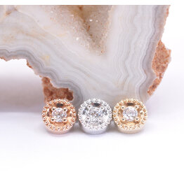 BVLA Round Harlequin CZ 14k Gold 16g Threaded Ends