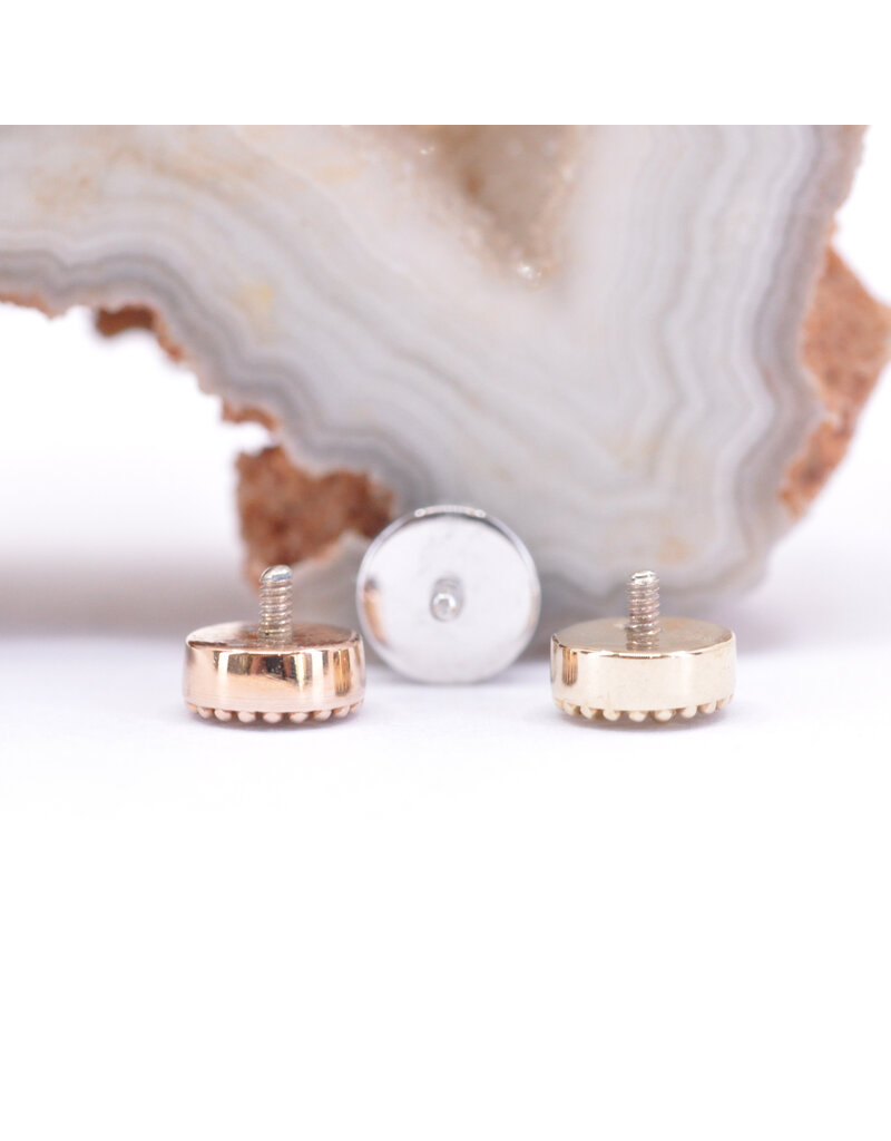 BVLA Round Harlequin with CZ in 14k Gold 16g Threaded Ends by BVLA!