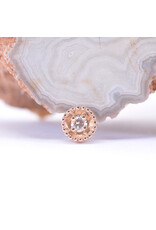 BVLA Round Harlequin with Genuine VS Diamond in 14k Rose Gold 16g Threaded End by BVLA!