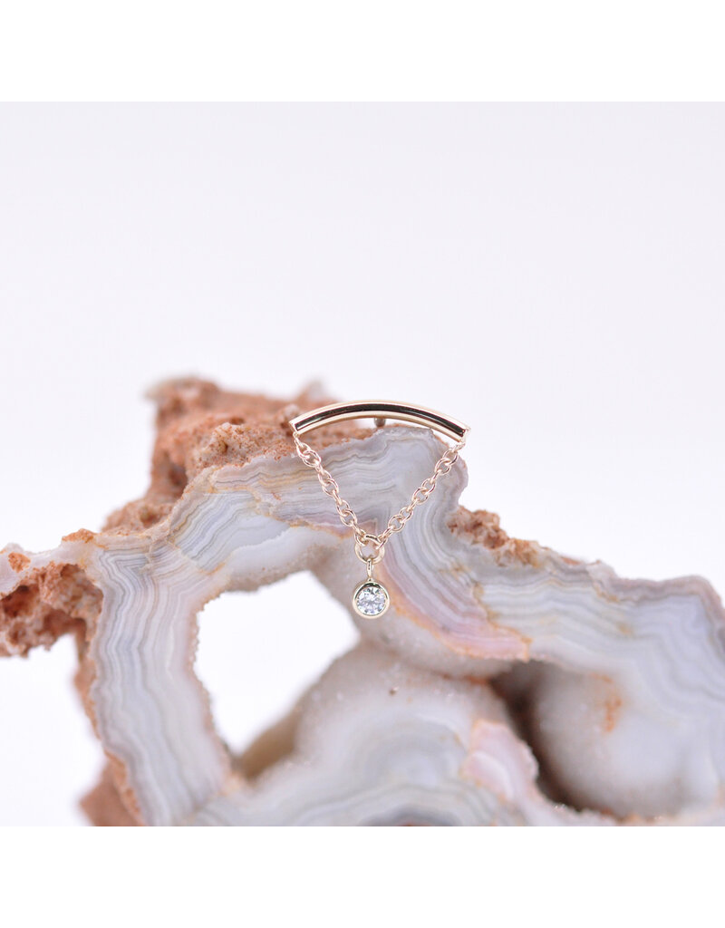 BVLA Kori 16g Threaded Ends with 2mm Genuine Diamond Bezel in 14k Gold by BVLA!