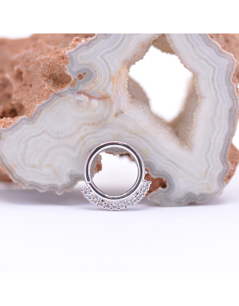 BVLA 16g 5/16" Dahlia Seam Ring with CZ in 14k White Gold by BVLA!