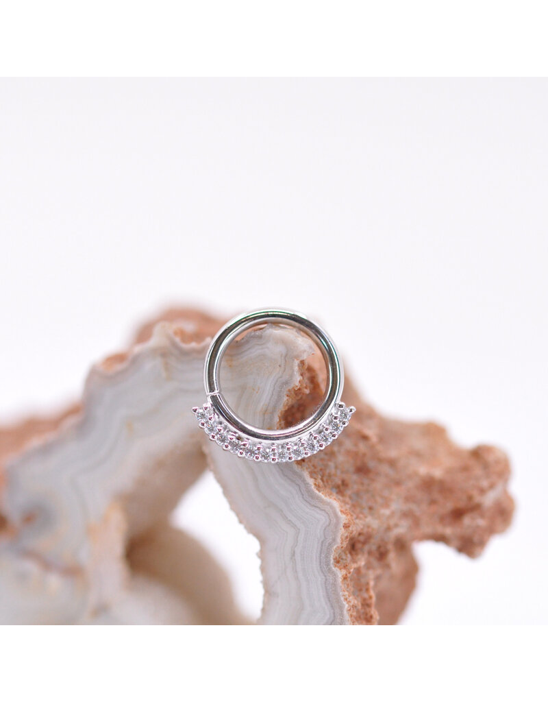BVLA 16g 5/16" Dahlia Seam Ring with CZ in 14k White Gold by BVLA!