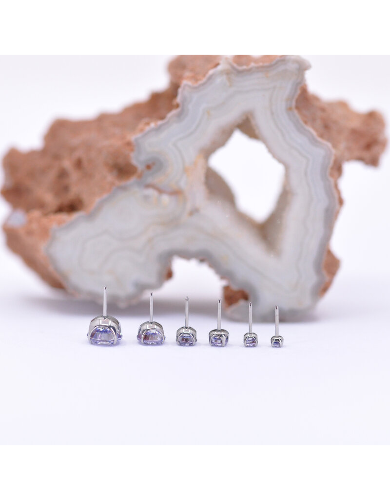 Neometal Lavender CZ Prong Titanium Threadless Ends by Neometal