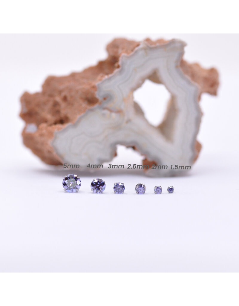 Neometal Lavender CZ Prong Titanium Threadless Ends by Neometal