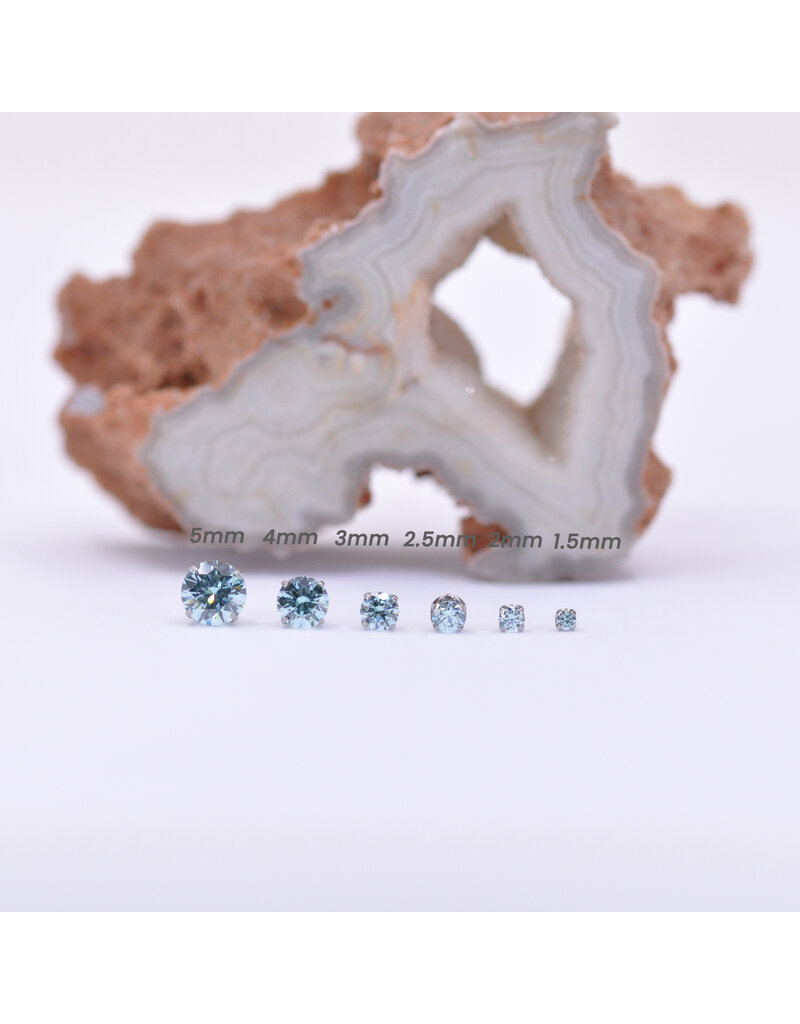 Neometal Frosty Mint CZ Prong Titanium Threadless Ends by Neometal