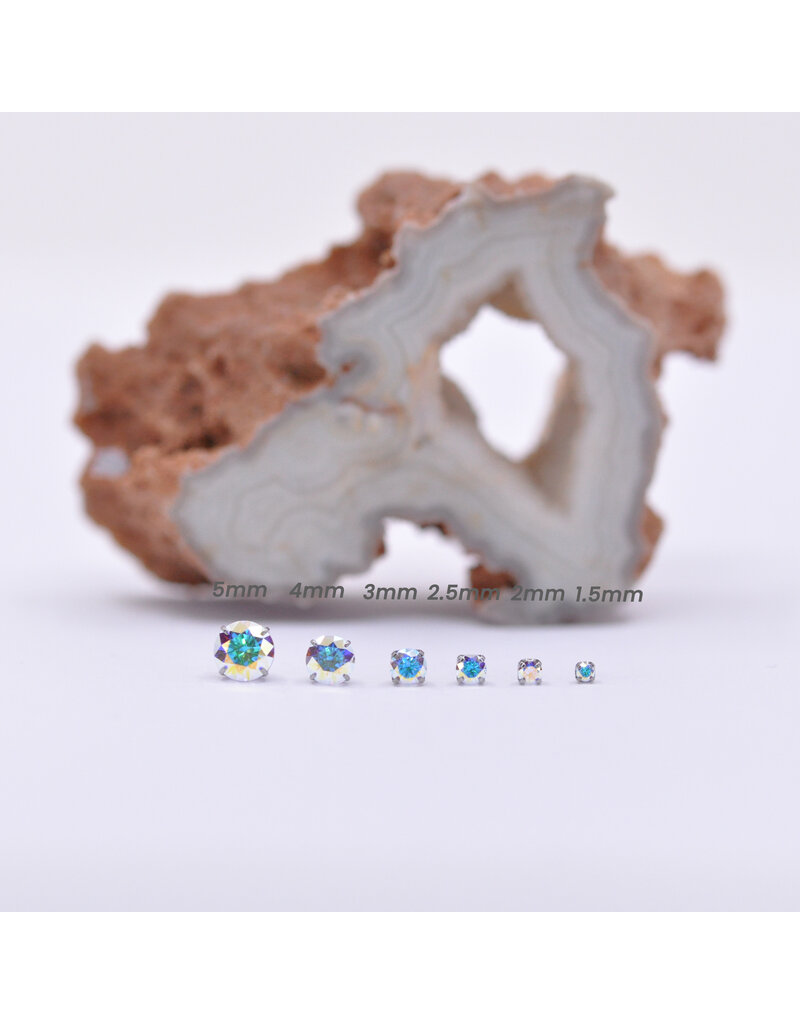 Neometal Aurora Borealis CZ Prong Titanium Threadless Ends by Neometal