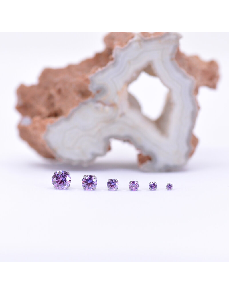 Neometal Fancy Purple CZ Prong Titanium Threadless Ends by Neometal
