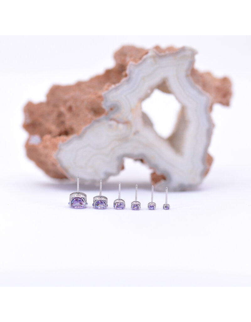 Neometal Fancy Purple CZ Prong Titanium Threadless Ends by Neometal
