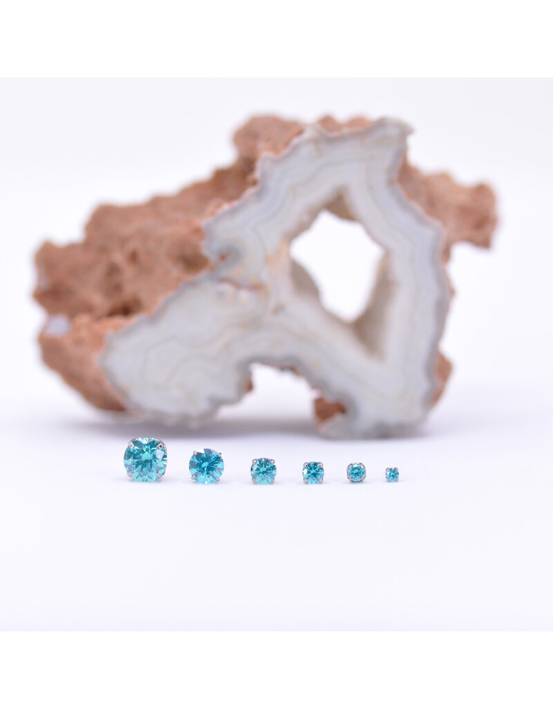Neometal Mint Green CZ Prong Titanium Threadless Ends by Neometal