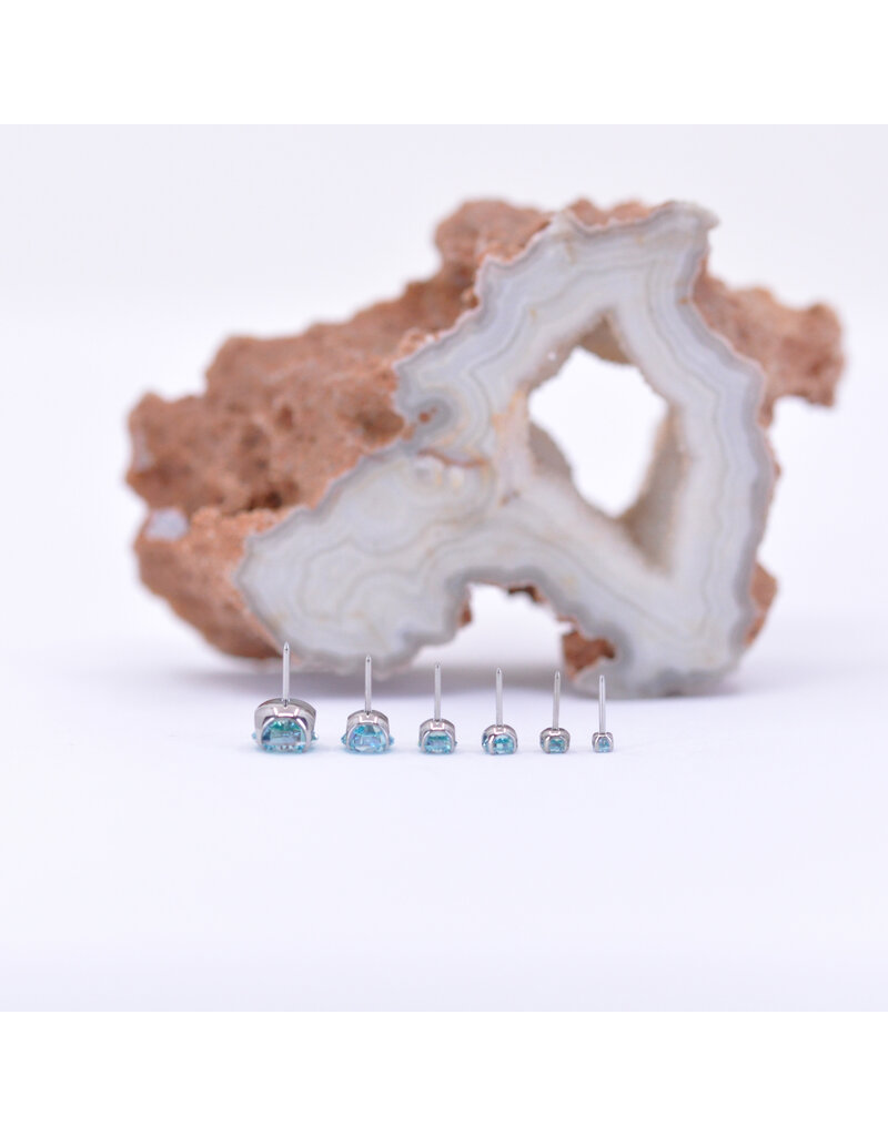 Neometal Mint Green CZ Prong Titanium Threadless Ends by Neometal