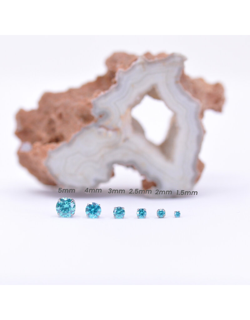 Neometal Mint Green CZ Prong Titanium Threadless Ends by Neometal