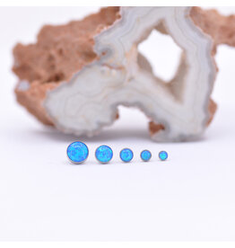Neometal Capri Blue Opal Cabochon Titanium Threadless Ends