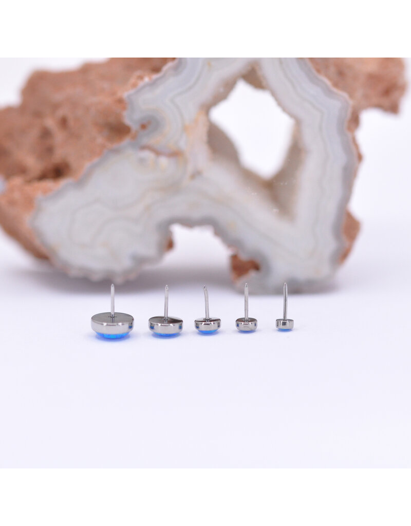 Neometal Capri Blue Opal #05 Cabochon Titanium Threadless Ends by Neometal