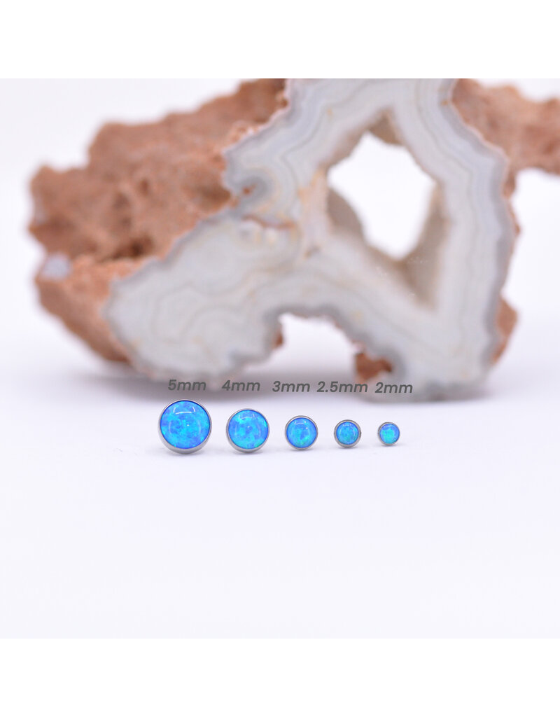 Neometal Capri Blue Opal #05 Cabochon Titanium Threadless Ends by Neometal