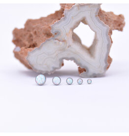 Neometal White Opal Cabochon Titanium Threadless Ends