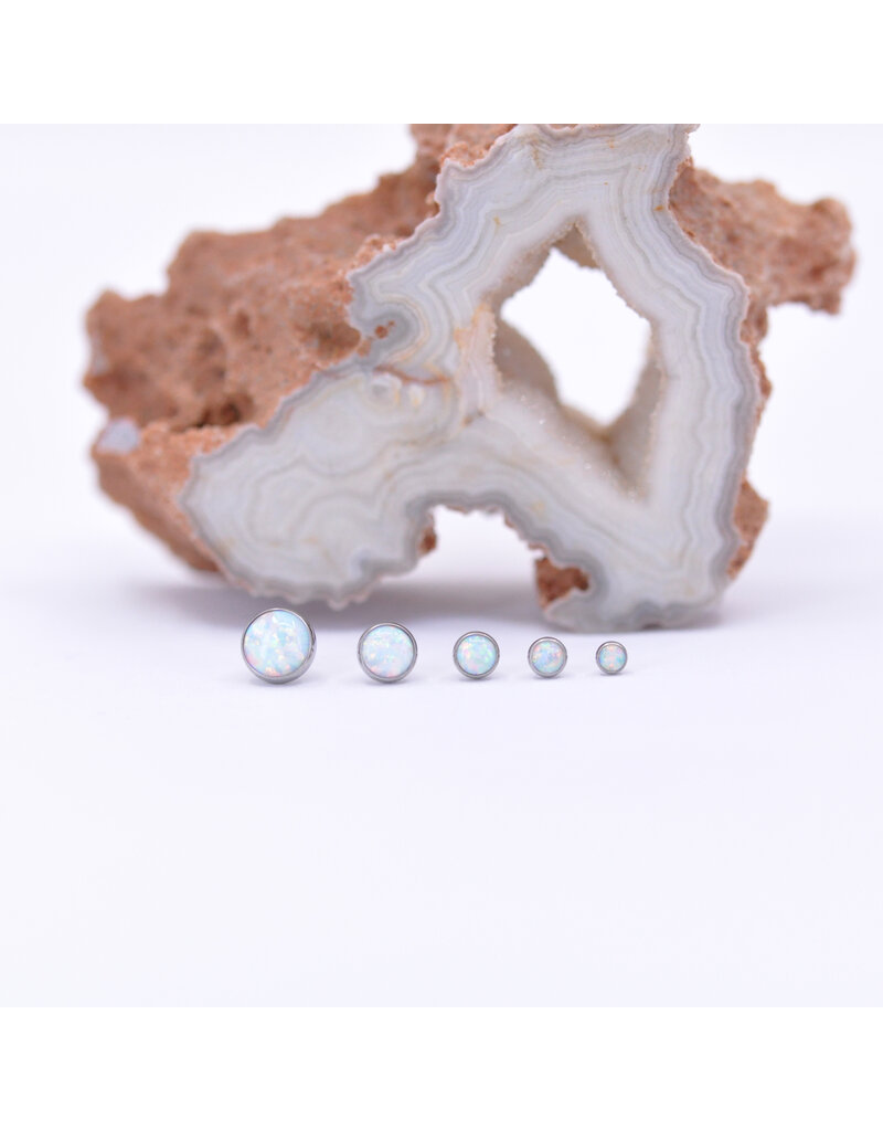 Neometal White Opal Cabochon Titanium Threadless Ends by Neometal