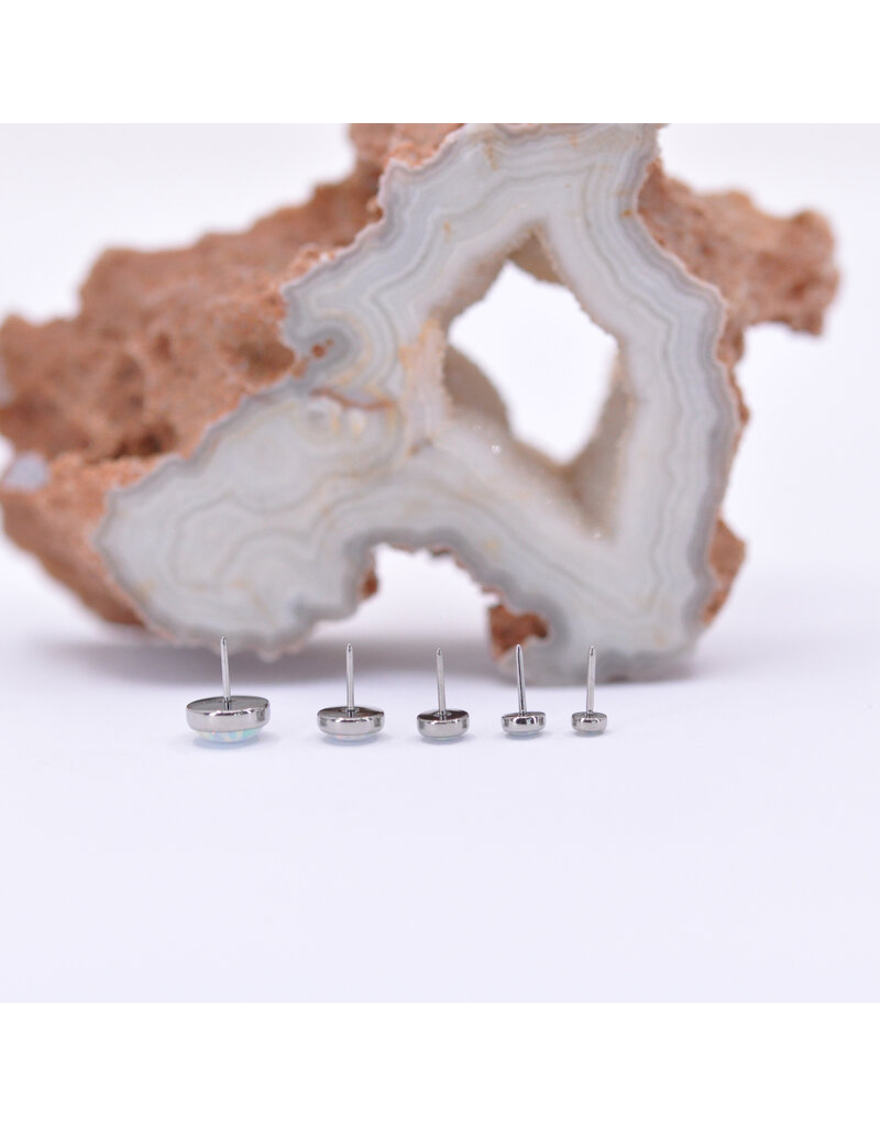 Neometal White Opal Cabochon Titanium Threadless Ends by Neometal