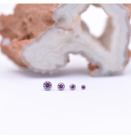 Neometal Fancy Purple CZ Bezel Titanium Threadless Ends