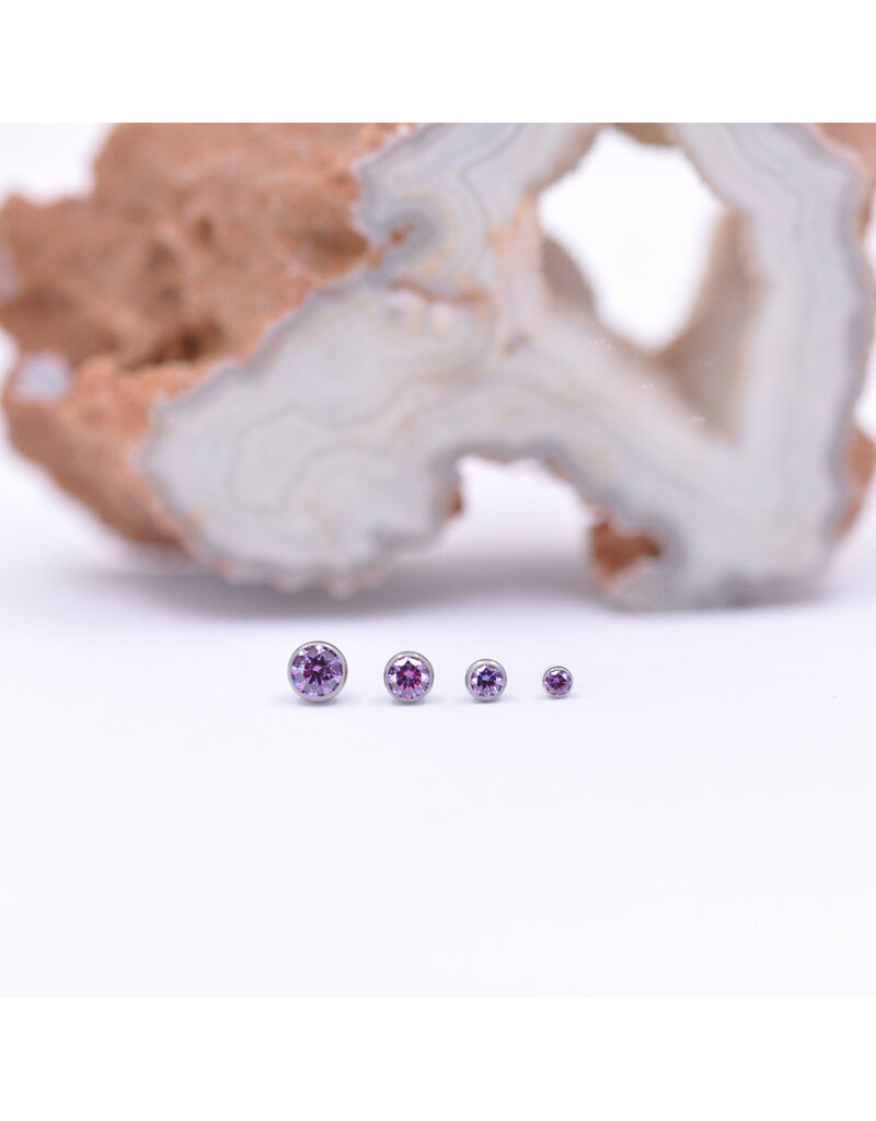 Neometal Fancy Purple CZ Bezel Titanium Threadless Ends by Neometal