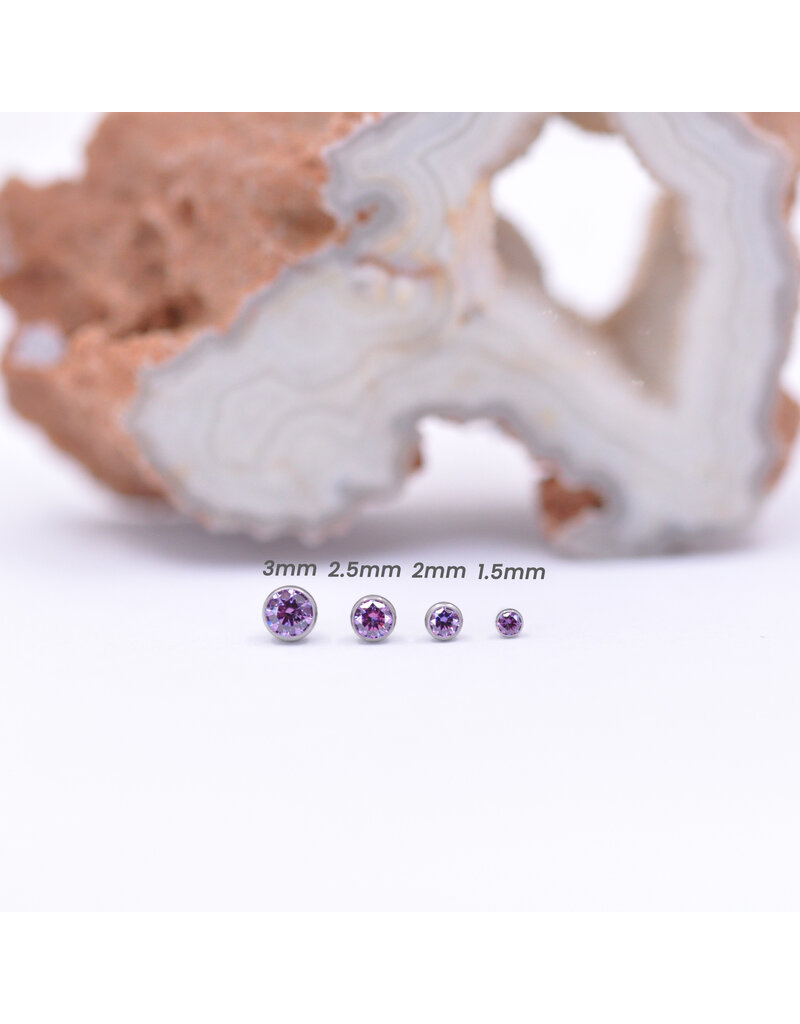 Neometal Fancy Purple CZ Bezel Titanium Threadless Ends by Neometal