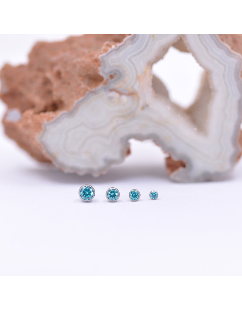 Neometal Mint Green CZ Bezel Titanium Threadless Ends by Neometal