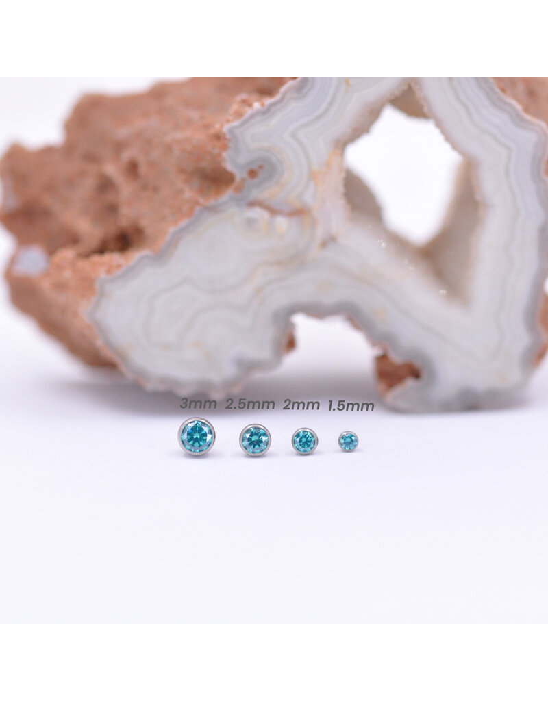 Neometal Mint Green CZ Bezel Titanium Threadless Ends by Neometal