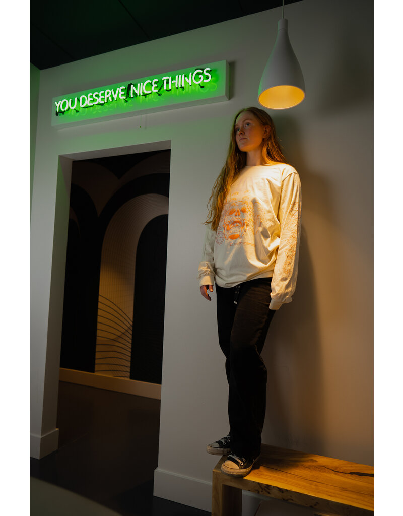 Logo Font Skull and Gems Long Sleeve Tee