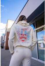 Logo Font Skull and Gems Cropped Pull Over Hoodies
