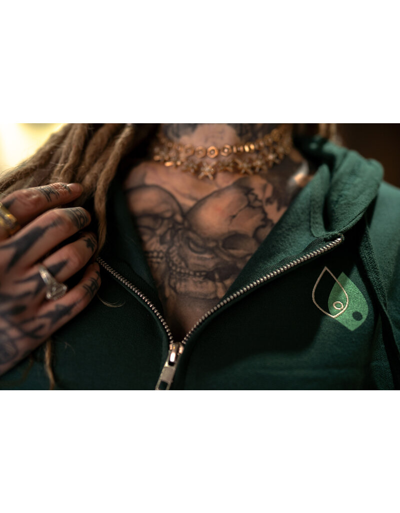 Logo Font Skull and Gems Zip Up Hoodies - Alpine Green