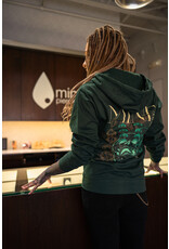 Logo Font Skull and Gems Zip Up Hoodies - Alpine Green