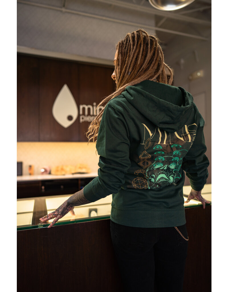 Logo Font Skull and Gems Zip Up Hoodies - Alpine Green