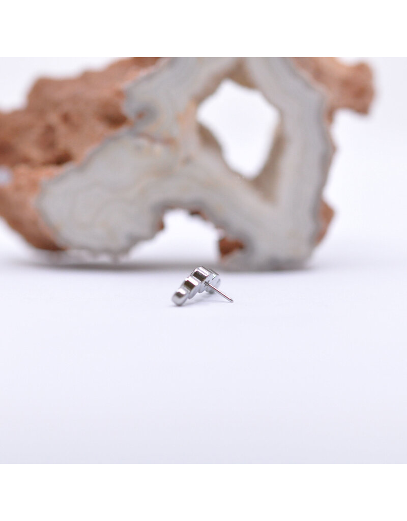 Neometal Titanium Threadless 5 Gem Curved Cluster Champagne
