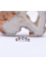 Neometal Titanium Threadless 5 Gem Curved Cluster CZ