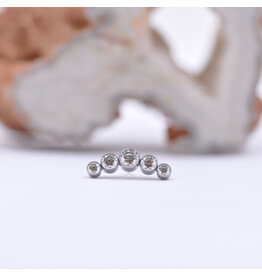 Neometal Titanium Threadless 5 Gem Curved Cluster CZ