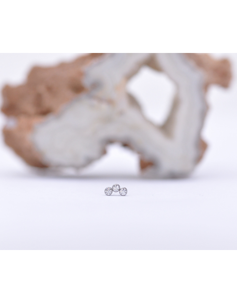Neometal Titanium Threadless Petite 3 Gem Curved Cluster CZ