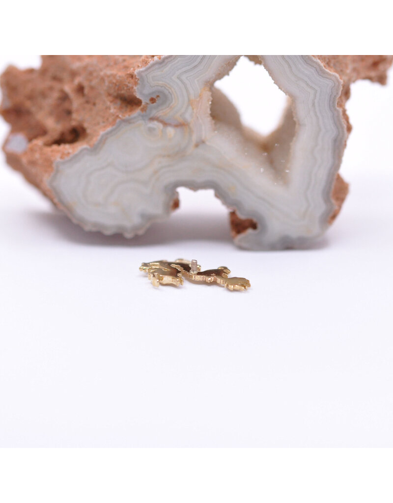 BVLA Fei Long Lrg Dragon 16x10mm Left Facing 16g Threaded End 14k Yellow Gold