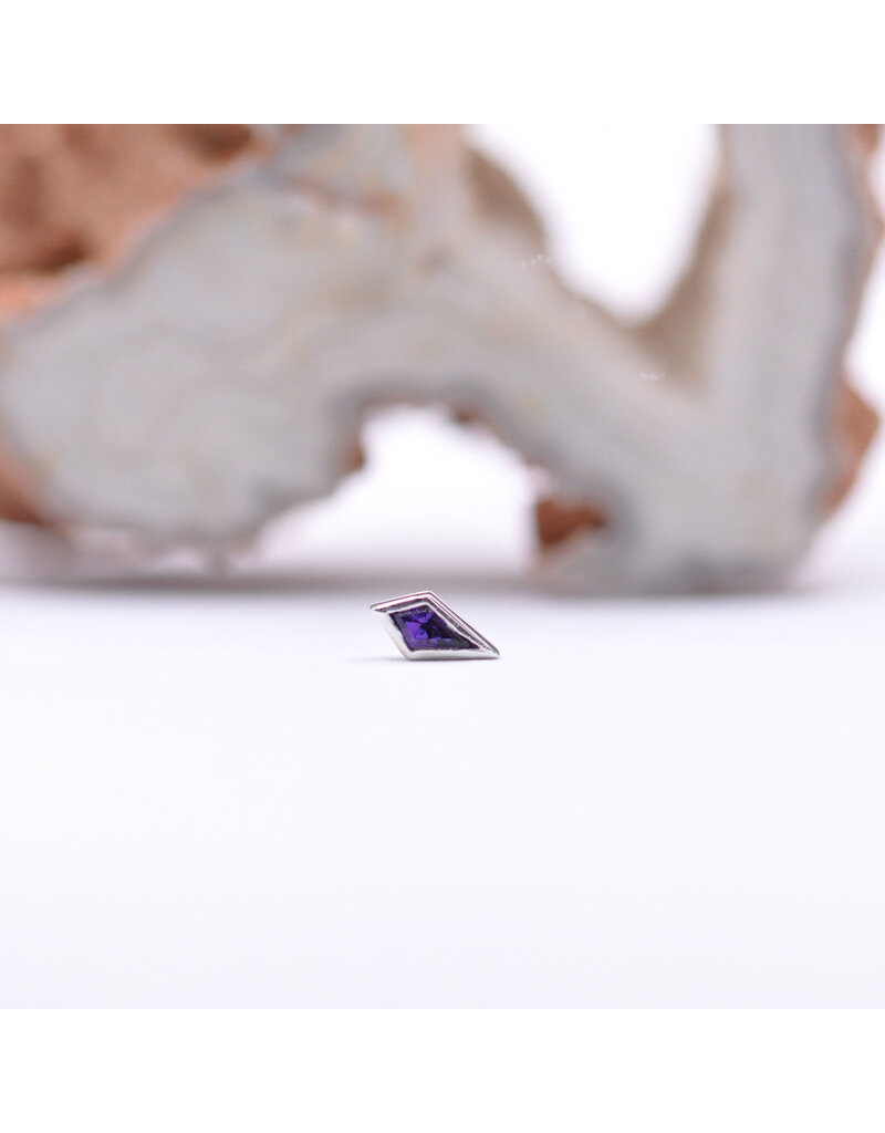 BVLA Pan 16g Threaded End 14k White Gold Amethyst