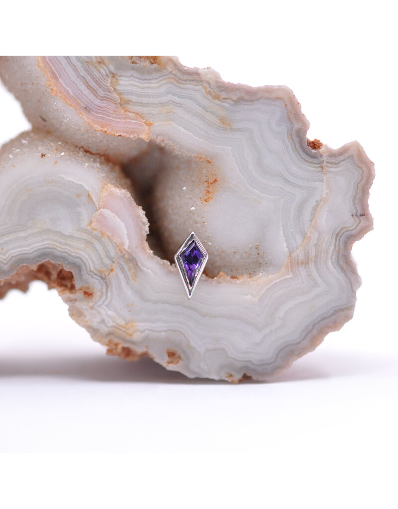 BVLA Pan 16g Threaded End 14k White Gold Amethyst
