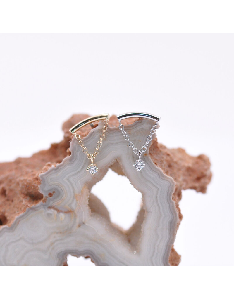 BVLA Kendall 2mm Round Prong Cz Charm Cable Chain 16g Threaded End 14k Gold