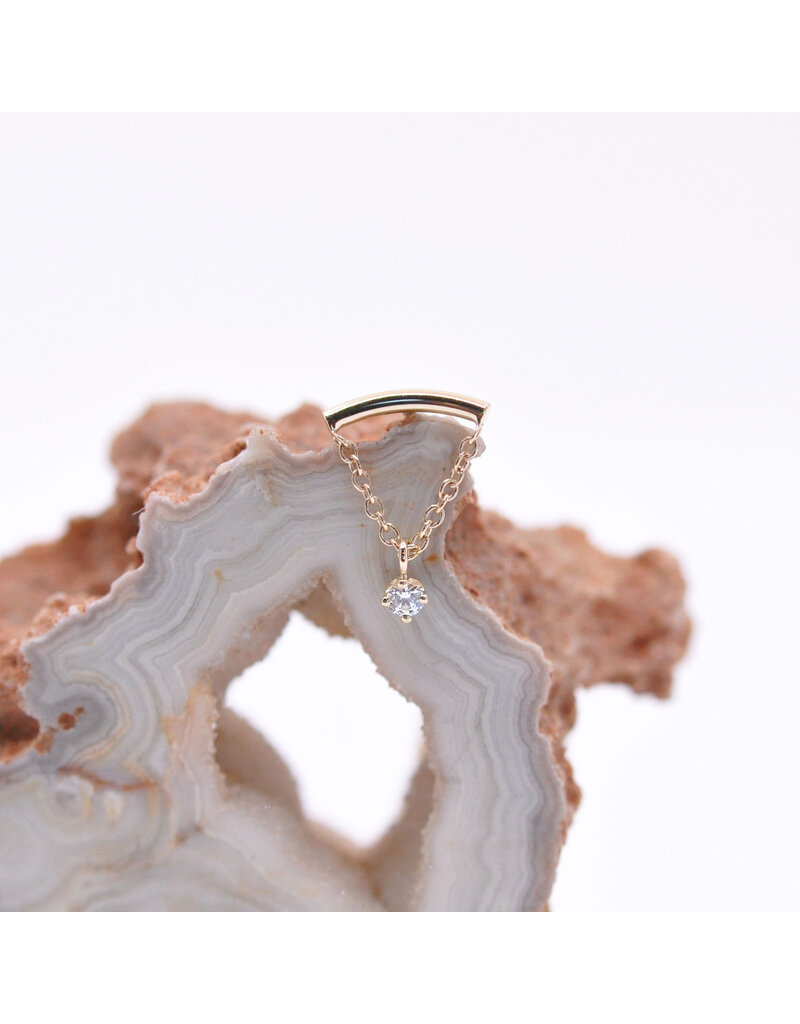 BVLA Kendall 2mm Round Prong Cz Charm Cable Chain 16g Threaded End 14k Gold