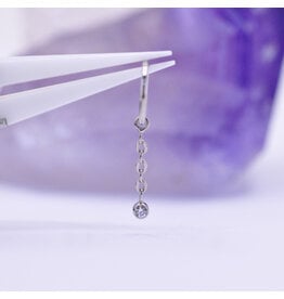 Anatometal 16g 2mm Bezel Cz Chain Charm Titanium