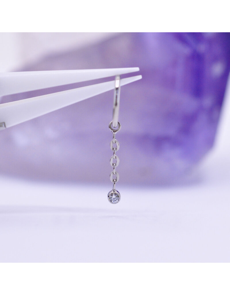 Anatometal 16g 2mm Bezel Cz Chain Charm Titanium