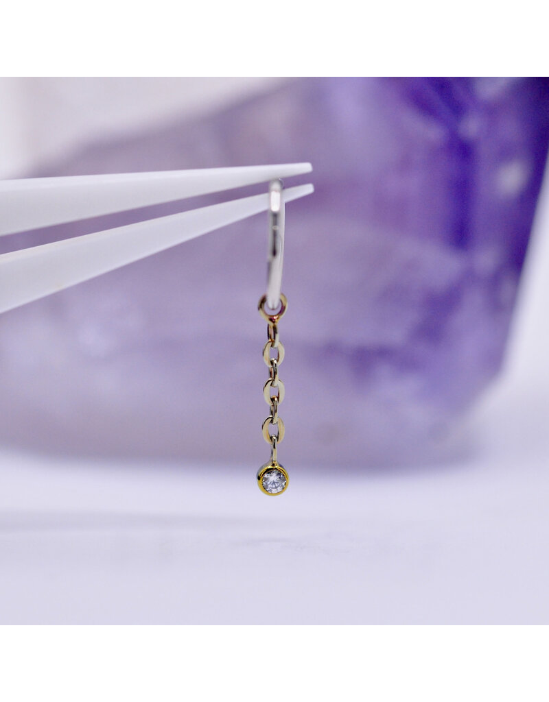 Anatometal 16g 2mm Cz Bezel Chain Charm Titanium Anodized Gold