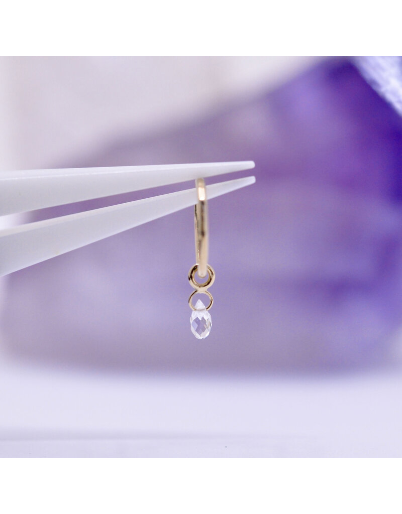 BVLA Briolette Charm 14k Gold Yellow 4x2mm Crystal Quartz