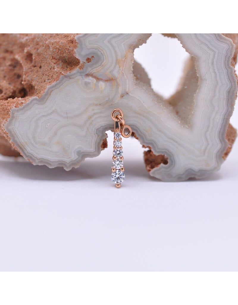 BVLA Grad 5 16g Charm CZ 14k Rose Gold With Extra Jump Ring